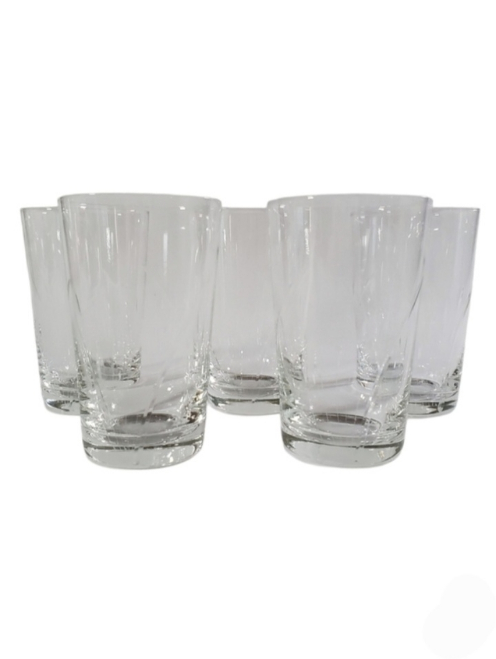 Etched Crystal Drinking Glasses Set Of 5 Mid Century Modern Barware Vintage